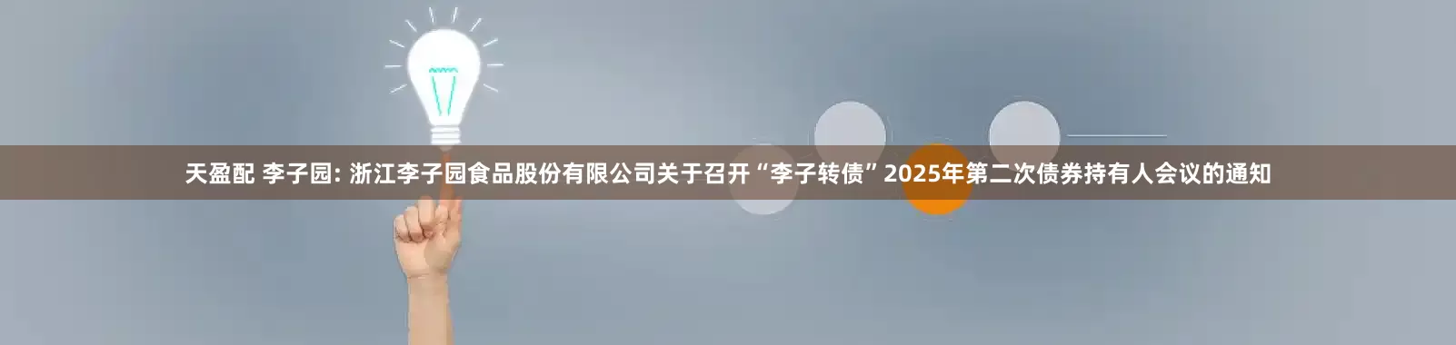 天盈配 李子园: 浙江李子园食品股份有限公司关于召开“李子转债”2025年第二次债券持有人会议的通知