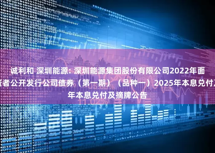 诚利和 深圳能源: 深圳能源集团股份有限公司2022年面向专业投资者公开发行公司债券（第一期）（品种一）2025年本息兑付及摘牌公告